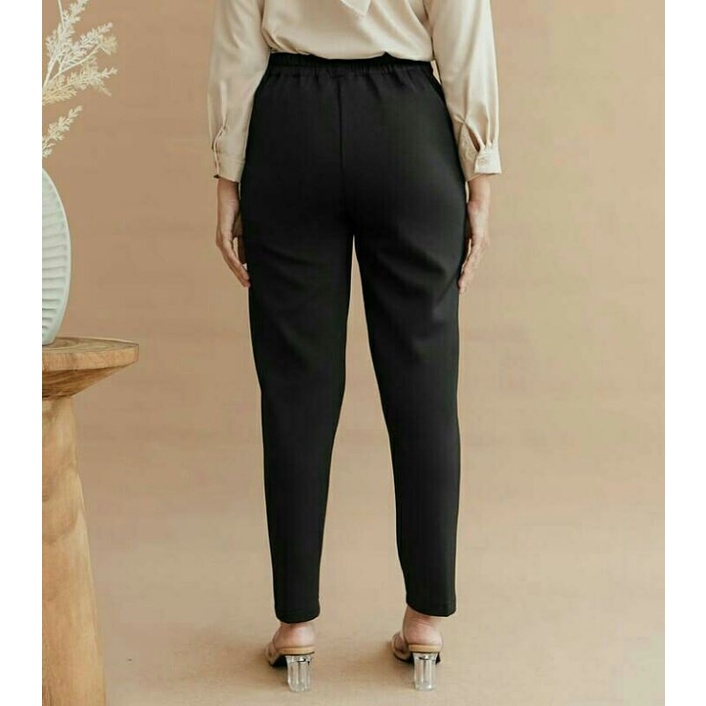 Celana Wanita Highwaist Monic Basic Pants Street Anti Kusut Dan Anti Begah Celana Kantor/Kerja Wanita Size Standar-Super Jumbo