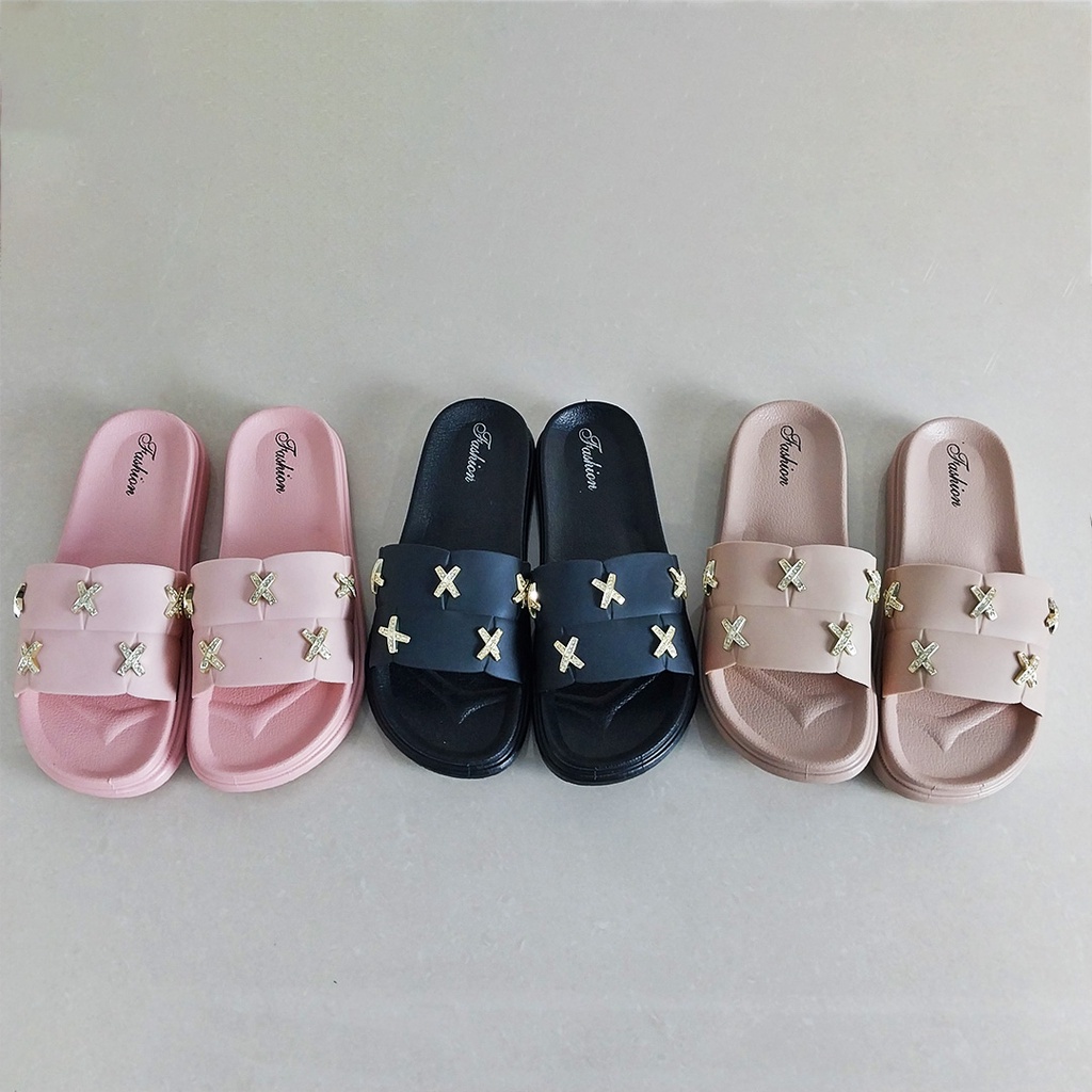 Sandal Slop Flat Wanita Sandal Wanita Slip On Fashion Korea Style Sandal Selop Cewek Sandal Teplek PVC Azgalery SPT-48