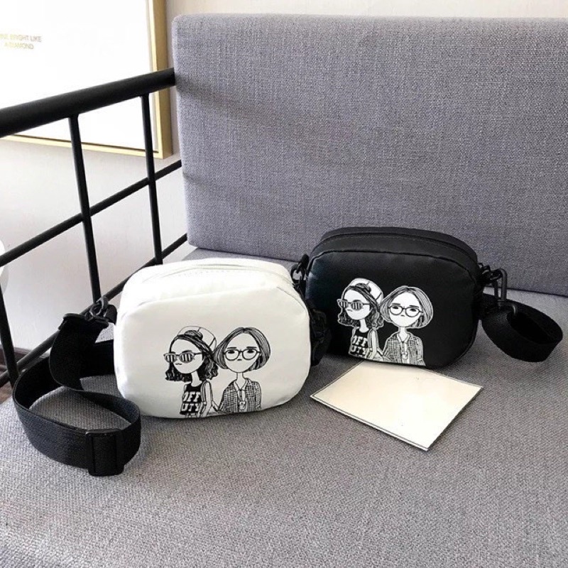 Tas Selempang Wanita Korea Sling Bag Kanvas