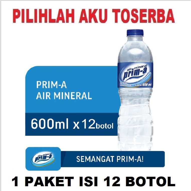 Air Mineral Prima Prim-A Botol Pet 600 ml - ( HARGA 12 BOTOL )