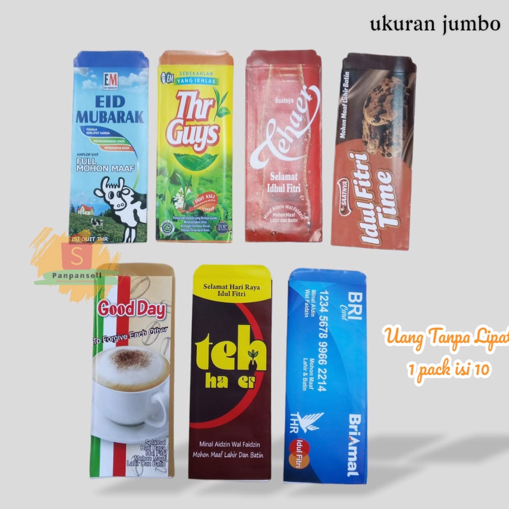 

Isi 10 Amplop Lebaran Idul Fitri Motif Snack/ATM Viral - Ukuran Jumbo Uang Tanpa Lipat