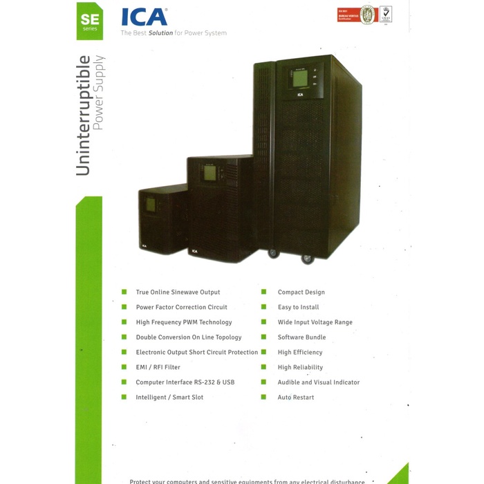 UPS ICA SE-1100 SE1100 1000VA 900WATT ONLINE SINEWAVE UPS GARANSI RESMI