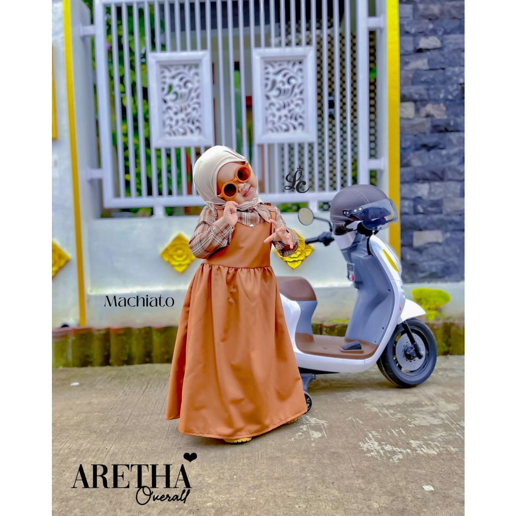 Afsheenastore Aretha Overall / Gamis Couple Anak dan Mom