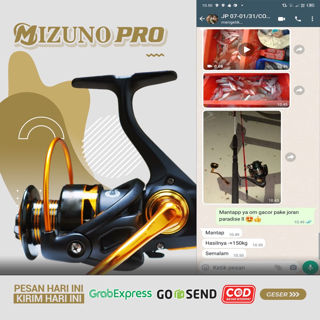 TERLARIS REEL PANCING SPINNING CENTRO MIZUNO PRO POWER HANDLE 1000 2000 3000 4000 5000 6000 METAL BODY ONE WAY ALUMUNIUM SPOOL MURAH