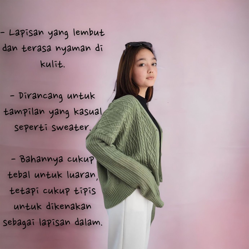 GEISHA CABLE OUTER // SWEATER CARDY BAHAN RAJUT TEBAL WANITA