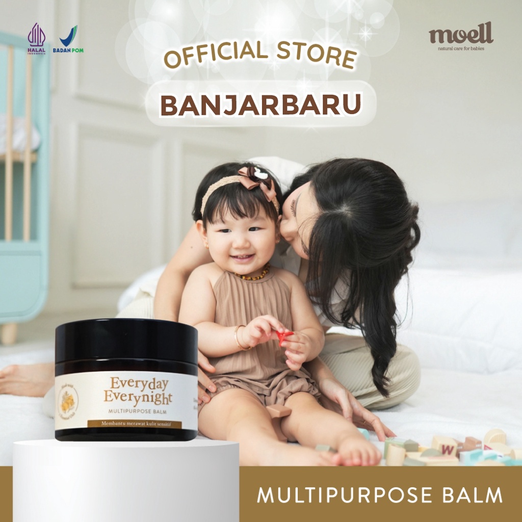 Moell Multipurpose Balm bayi / Moell banjarbaru banjarbaru/ Moell Everyday Everynight Multipurpose Balm 30gram/ balm natural organic / balm anti ruam / balm kulit sensitif