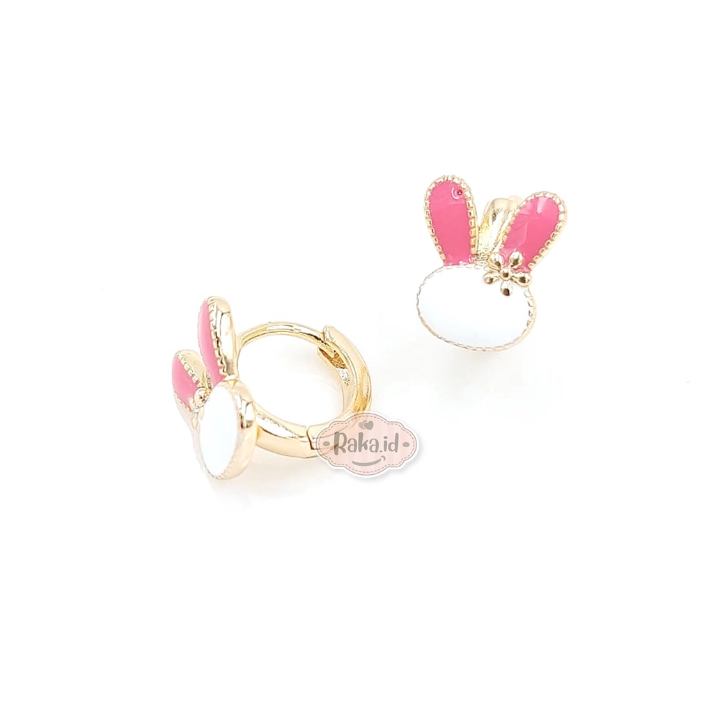 Anting Korean Style Anting Clip Bulat Motif Rabbit Kelinci Bunga 1268 1269