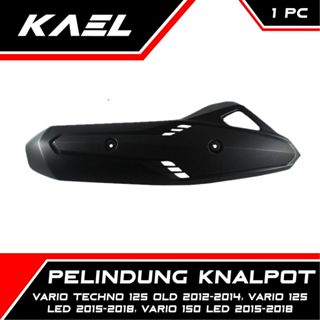 Cover Knalpot Honda Vario Techno 125 Old 2012-2014 &amp; Vario 125-150 New LED eSP 2015-2017 Karbon-Carbon-Hitam Polos Tutup-Tameng-Pelindung Kenalpot