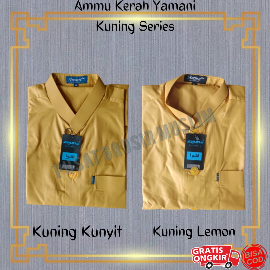 Baju Koko Ammu Dewasa Kerah Yamani / Kerah Pendek Original Ukuran L, Size L Yamani