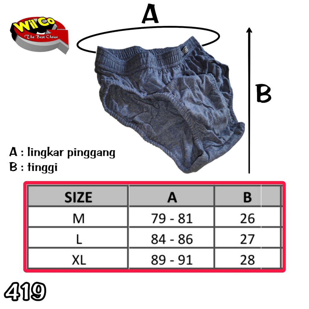 K419 - [Harga Per 1 Potong] CELANA DALAM PRIA BRIEFT [SEGITIGA] GT MAN GMY SIZE M - XL