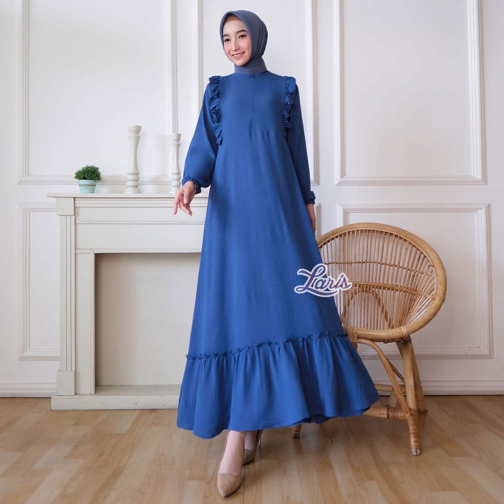 STANDAR-BIGSIZE | Salsabila Gamis Rempel LD 100 110 120 Bahan Airflow Crinkle Busui Friendly Original LARIS