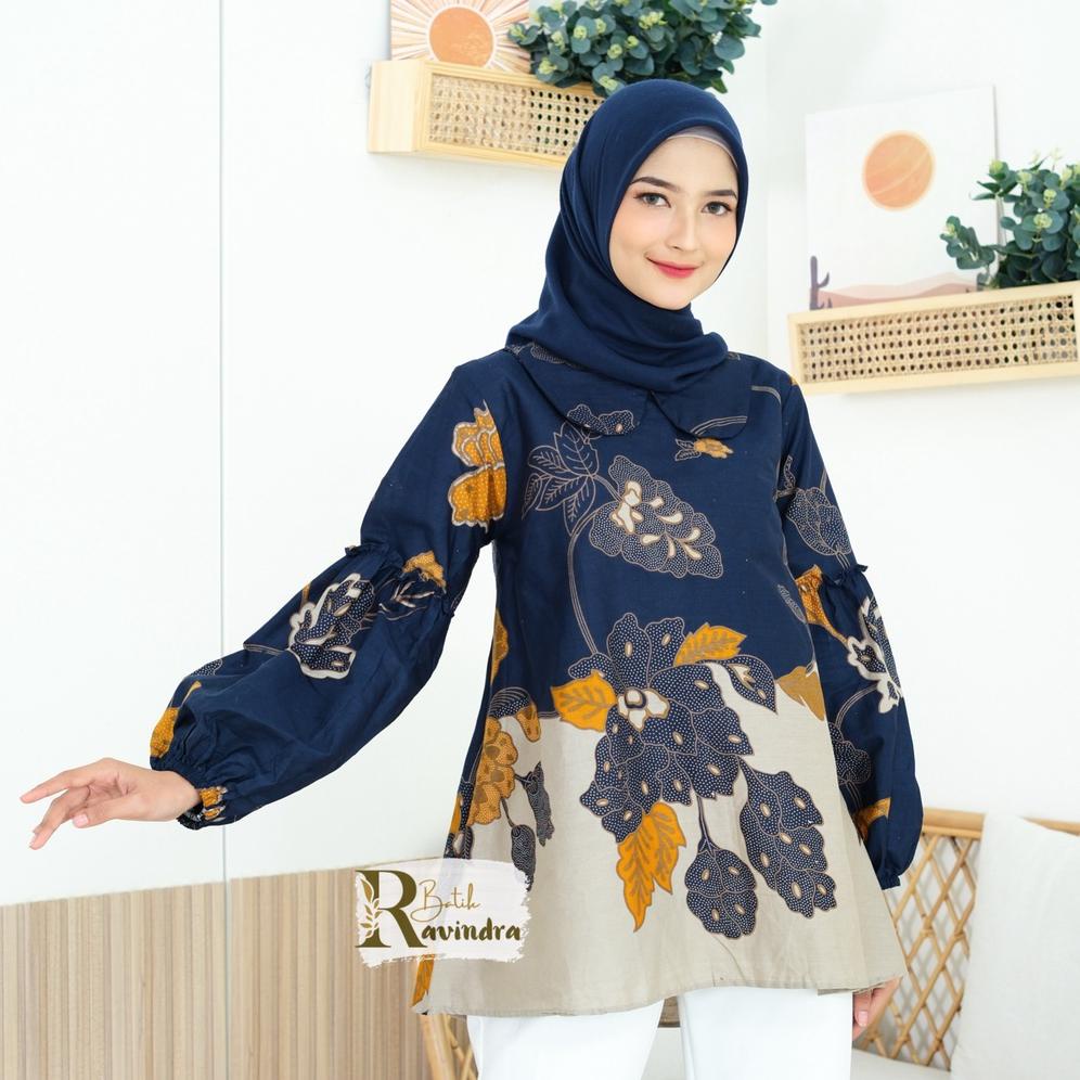 Ready Stok Blouse Batik Bunga Teratai cheni