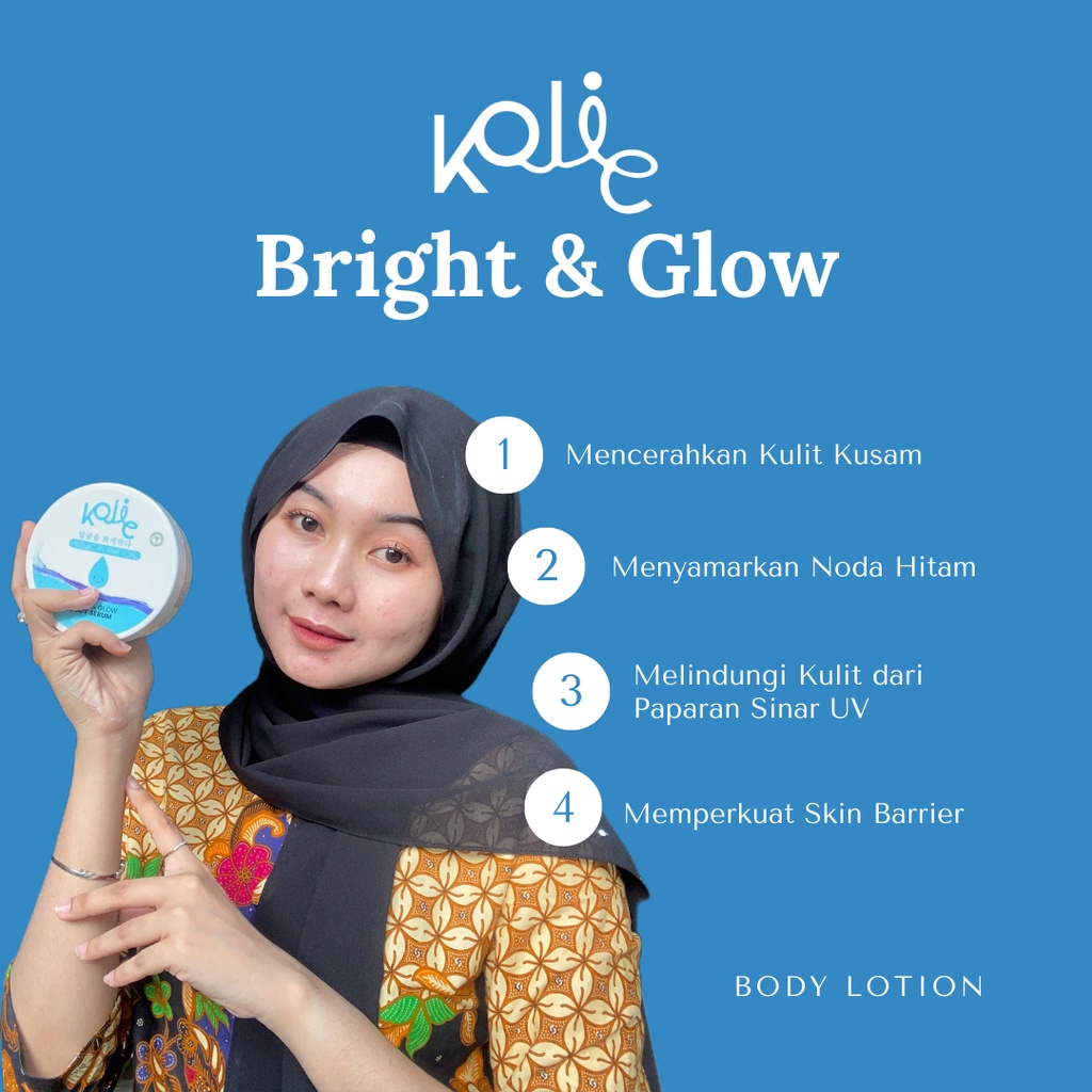 Body Serum Lotion cream mencerahkan Meratakan Menyamarkan Menenangkan Melembabkan Mengurangi Kulit kusam Kemerahan Dark Spot Kojic Plankton Bright And Glow Body Serum Memperkuat Melindungi Skin Barrier dari Paparan Sinar UV AMPUH Original BPOM