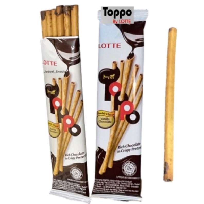 BOX - LOTTE TOPPO VANILLA CHOCOLATE STICK ISI 12 x 17 GRAM PRETZEL VANILA ISI COKLAT BISKUIT THAILAND KUE MAKANAN RINGAN SNACK GROSIR MURAH CEMILAN ANAK DUS