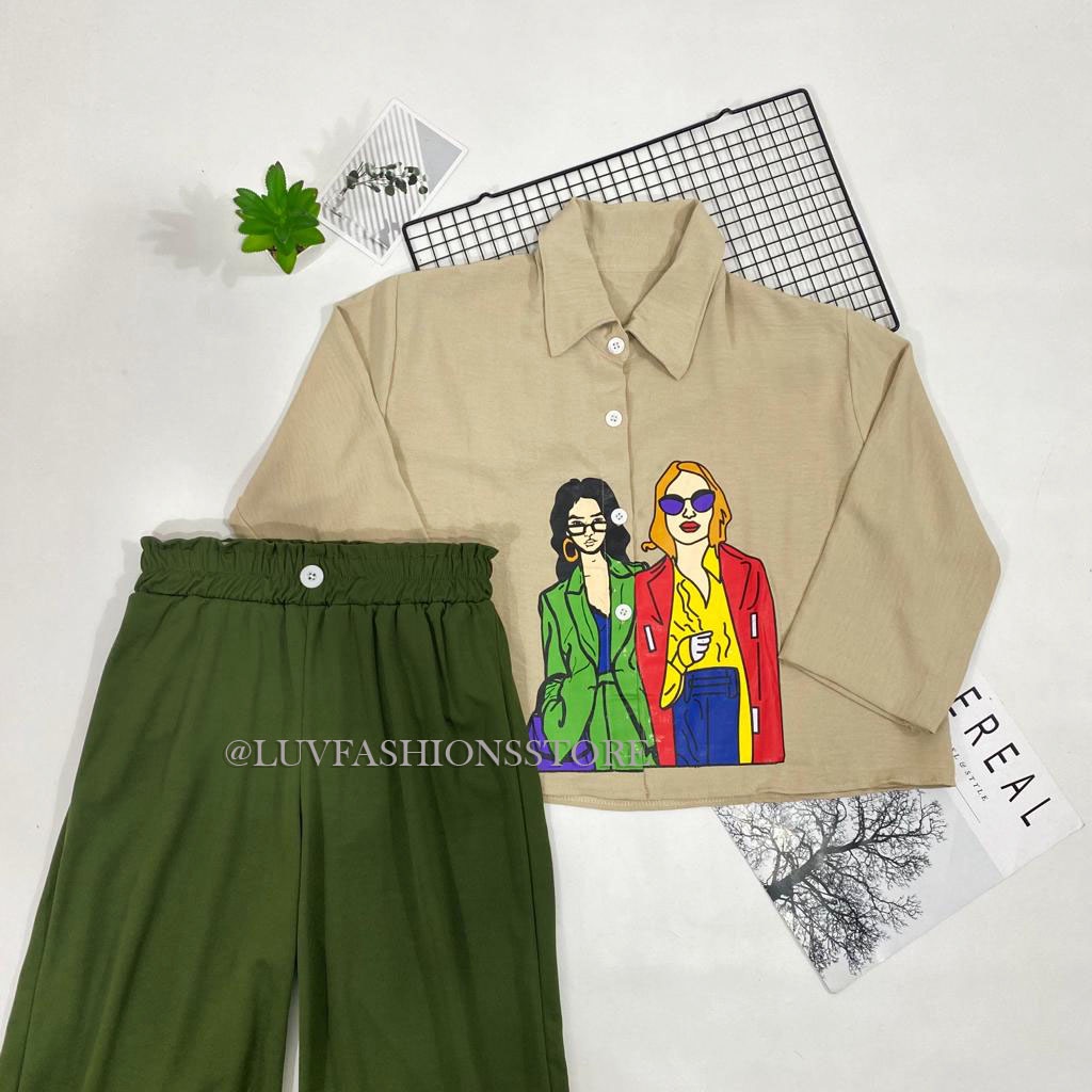 IL - SETELAN WANITA ORIZA CROP CRINCLE AIRFLOW / ONE SET WANITA KEKINIAN MOTIF SABLON