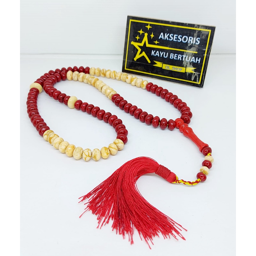tasbih batu coral marjan merah putih terbaru