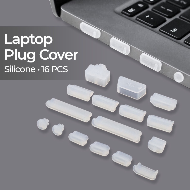 Laptop Dust Plug Cover Silicone 16 PCS - A2 - Transparent