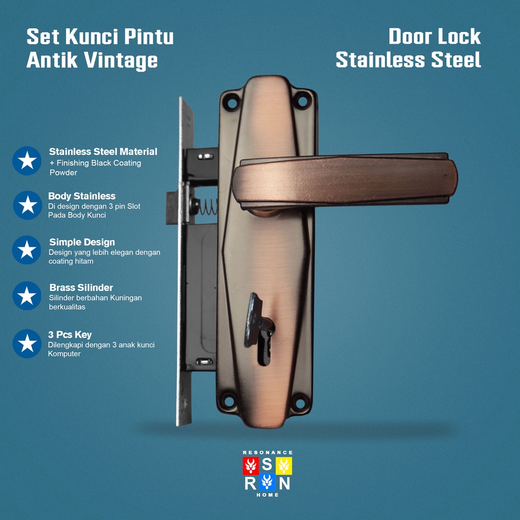 Kunci Pintu Kecil Klasik &amp; Antik Napoli Resonance Home