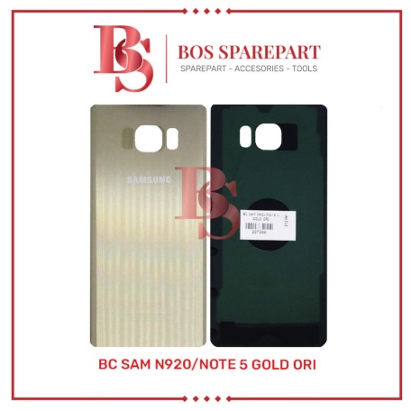 TUTUP BELAKANG SAMSUNG N920 / NOTE 5 GOLD ORI / BACK DOOR / BACK COVER