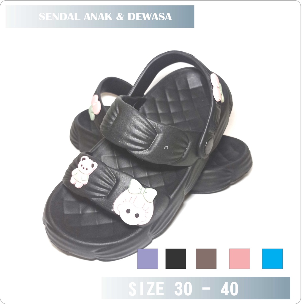 SENDAL TALI BELAKANG ANAK DAN DEWASA BARU / SENDAL ANAK DAN DEWASA BERMOTIF / SENDAL TERBARU UK 30 - 40