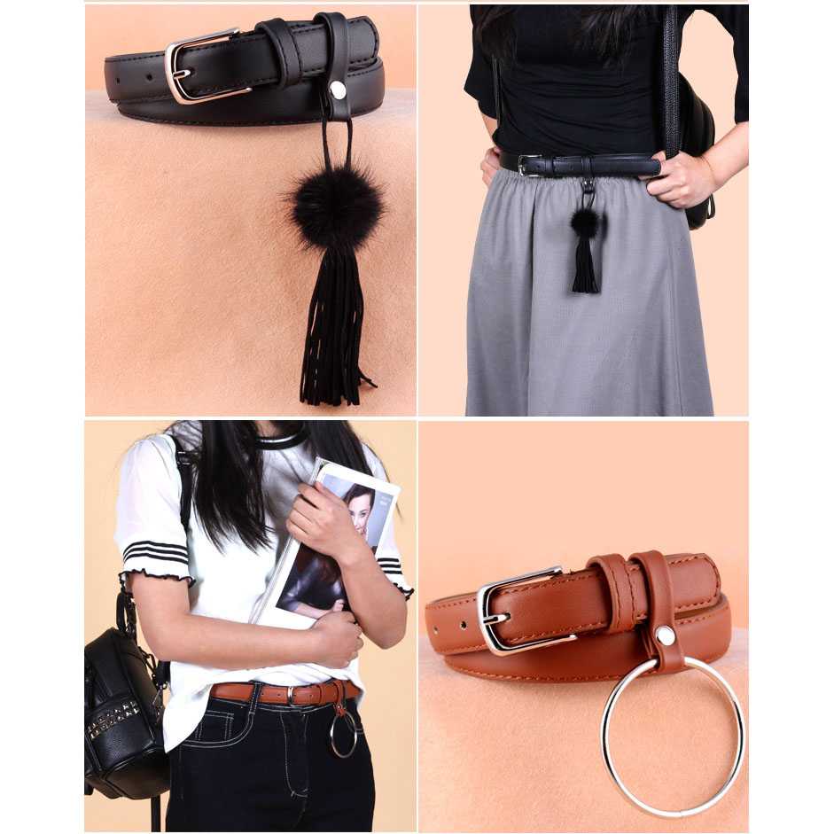 [COD] Tali Ikat Pinggang Kulit Wanita Model Slim Style Attractive Leather Belt Women Round Buckle PU Leather Fashion Korea Kecil Gesper Korean Style Murah Laris