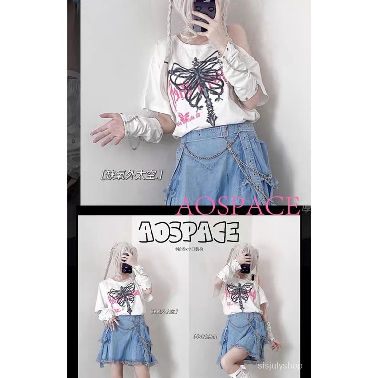 [✅BISA COD] #Sisjuly# Kaos Lengan Pendek Y2k Wanita / Kaos Motif Y2K Tanpa Tali / Atasan Kaos Longga