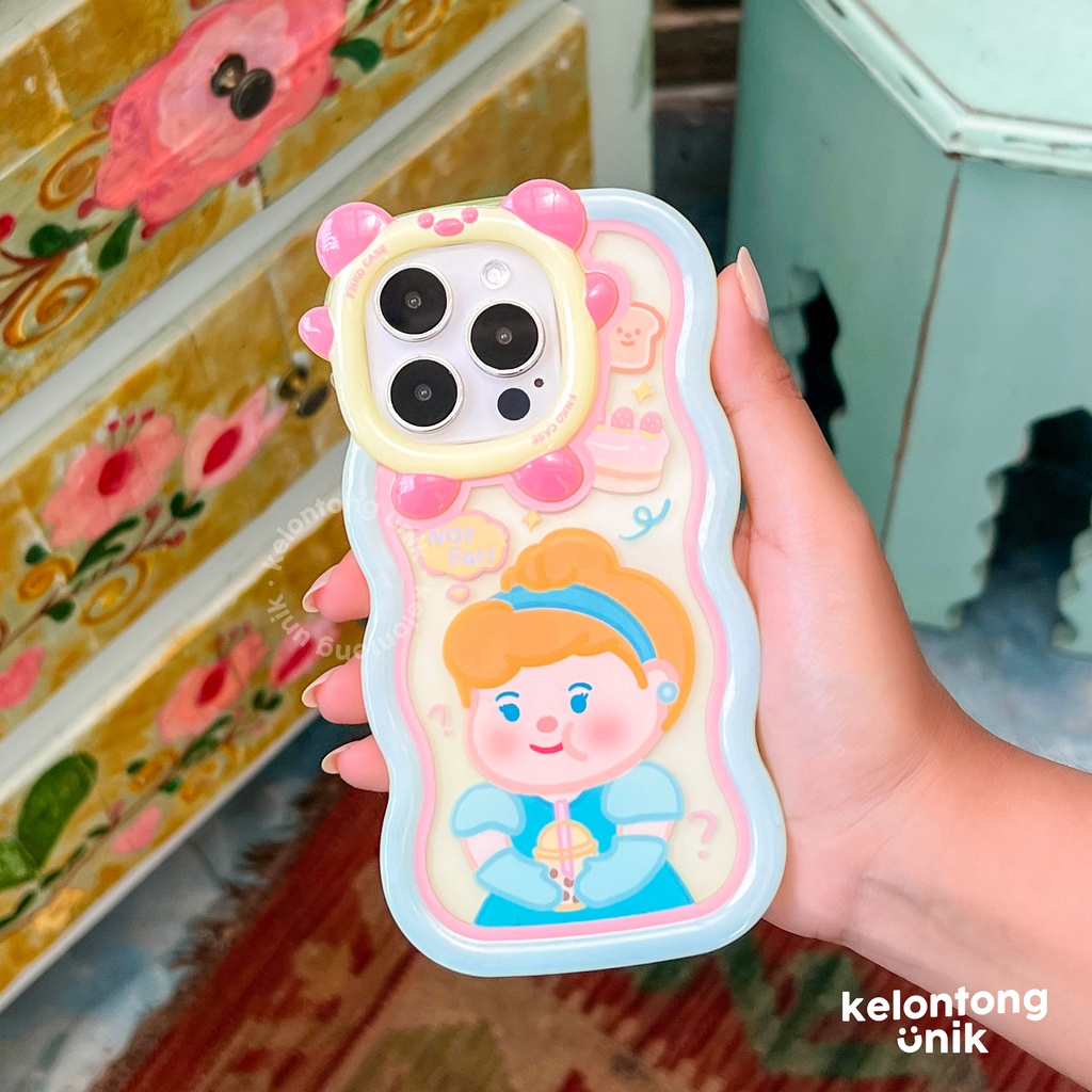 For iPhone - Princess 3D Little Monster Wavy Case/ Curly Edge Soft Case