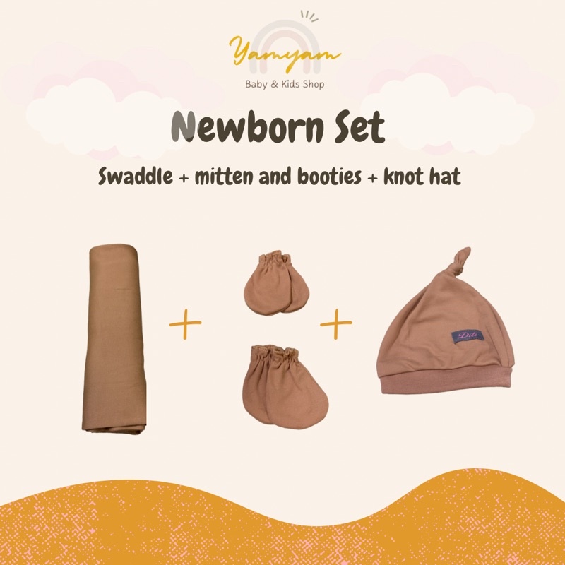 newborn set bedong set newborn paket bayi baru lahir package swaddle mitten booties knot hat bedong sarung tangan kaki sartaki stk topi bayi bolo bolo chiyoko diti baby