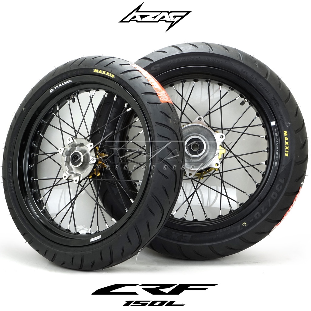 ban set honda crf 150 modif supermoto maxxis tk wilwood ring 17 goldBL