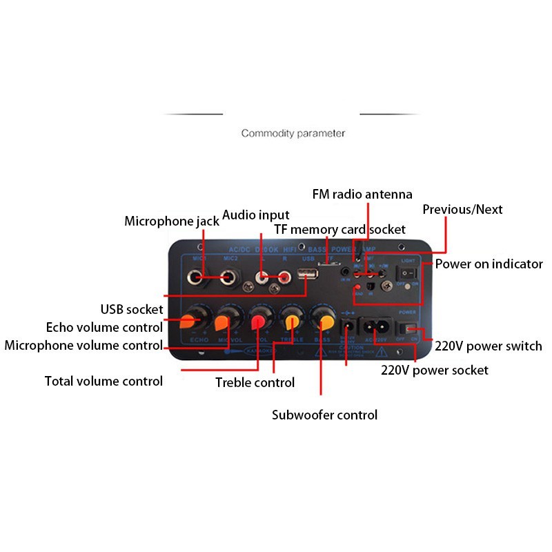 Papan Audio Amplifier Bluetooth Sound Booster with Microphone Port - D20 - Black