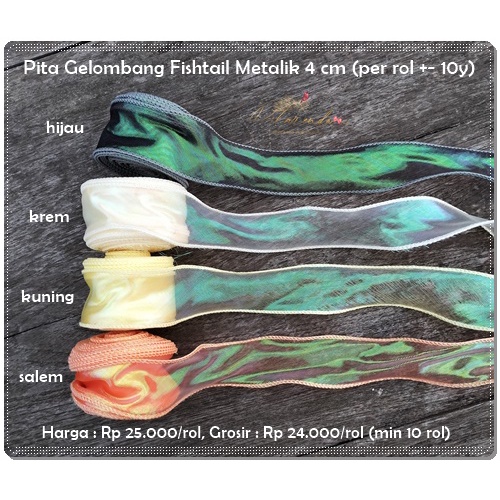 

GPITA-904 : Pita Gelombang Fishtail Metalik 4 cm (per rol +- 10yard)