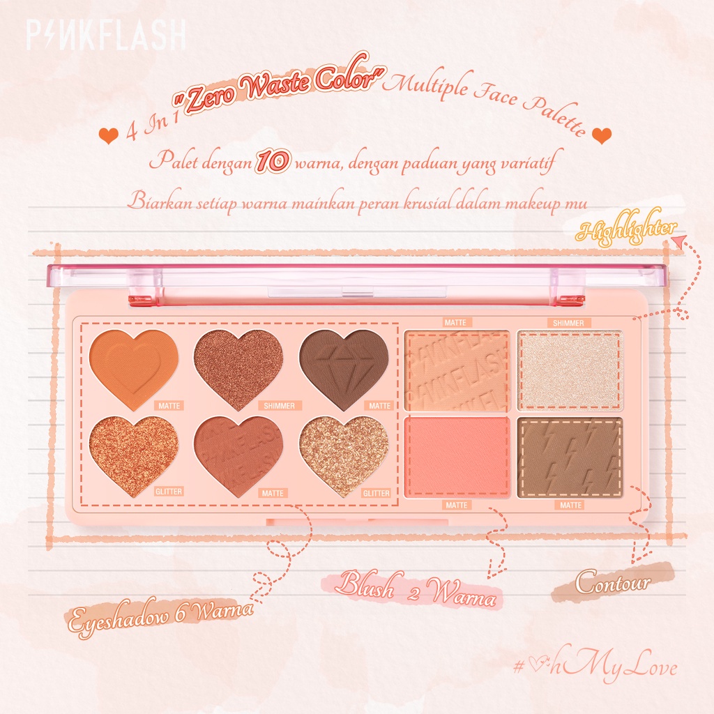 PINKFLASH OhMyLove 4 in 1 Multiple Face Palette Eyeshadow &amp; Blush &amp; Highlighter &amp; Contour M02