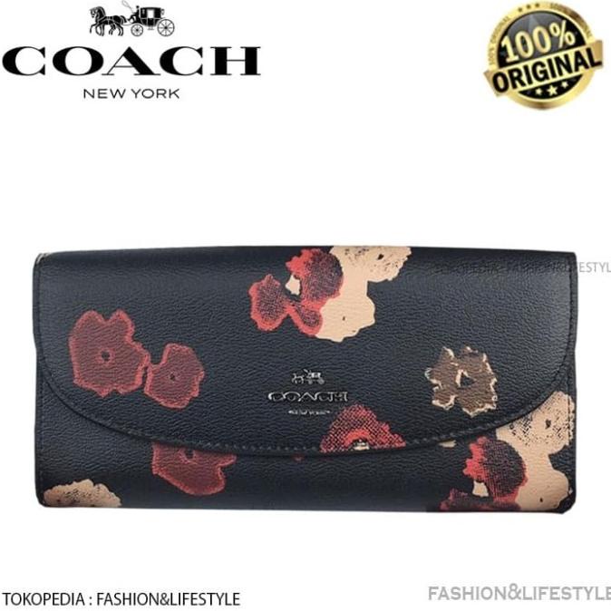 Coach Long Wallet Slim Envelope Wallet Halftone Floral Print