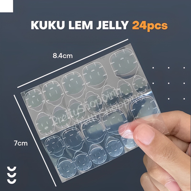 Pretty 24pcs Kuku Palsu Non Box Free Lem Jelly 24pcs/Kuku Palsu Free Lem Cair 1gr/Nail Art Fashion Decoration/Fashion Acylic Nail