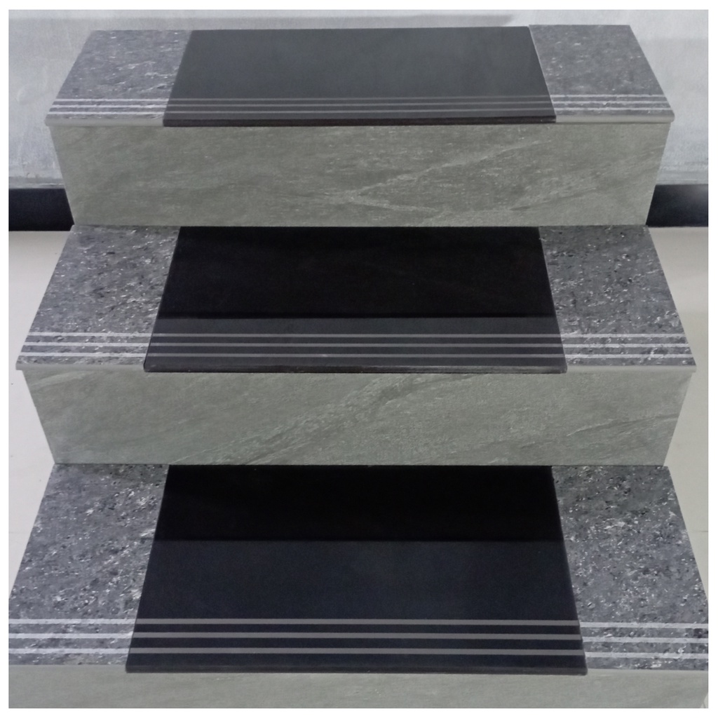 Stepnosing Granit 30x80 Mix Hitam Abu-abu Bintik Glossy Keren