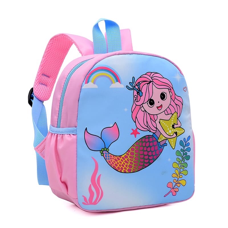 Tas Sekolah Anak PAUD TK Ransel Lucu Imut Mini Untuk Anak Cewek Cowok Karakter Unicorn Dino Mermaid Dinosaurus Sablon Anti Air