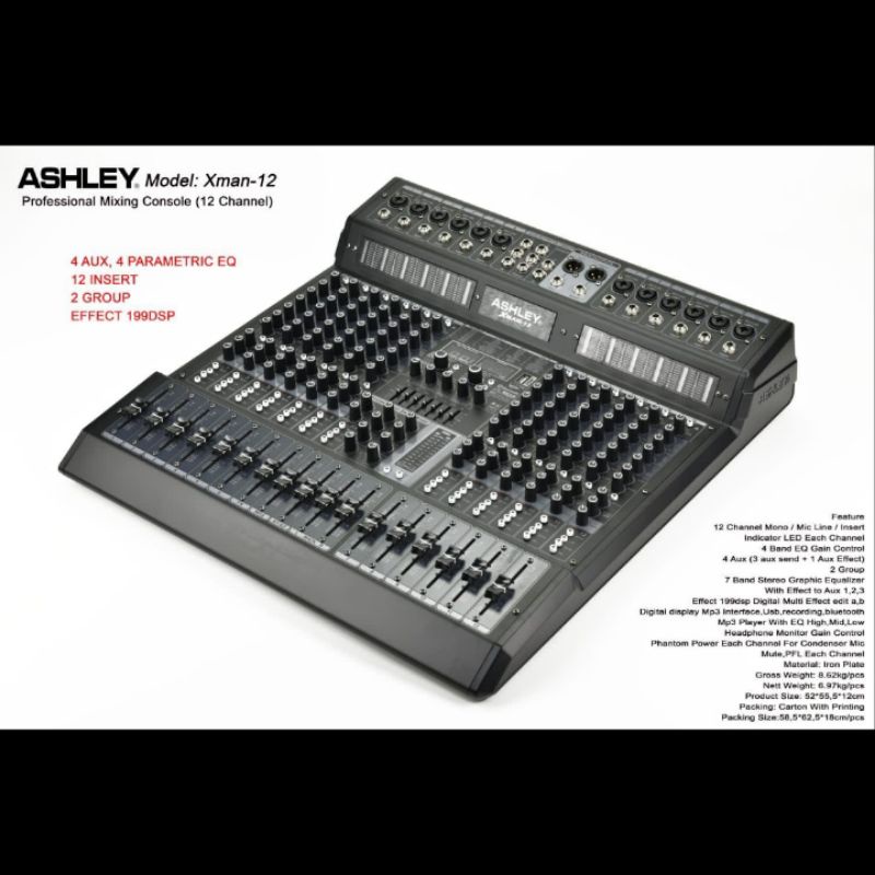 MIXER AUDIO ASHLEY XMAN 12 RECORDING PC BLUETOOTH ORIGINAL XMAN12