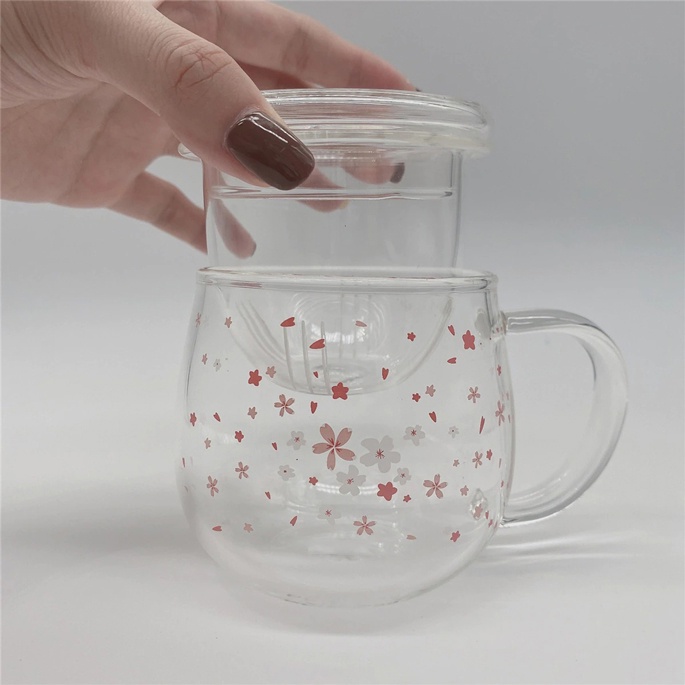 [TOSERBA_EMAK] - Ralink Gelas Cangkir Teh Tea Cup Mug 300ml with Infuser Filter - C224 - Transparent