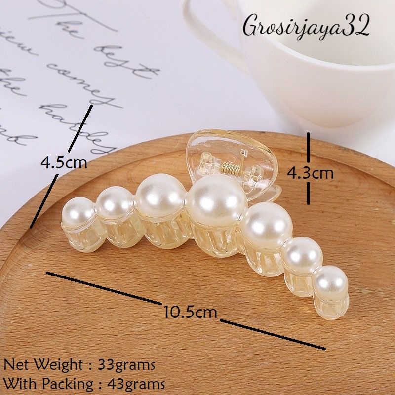 Jepit Rambut DELISA Salon Mutiara 10.5cm Impor Jedai Mutiara Korea Jumbo Korean Pearl Hair Claw Clips
