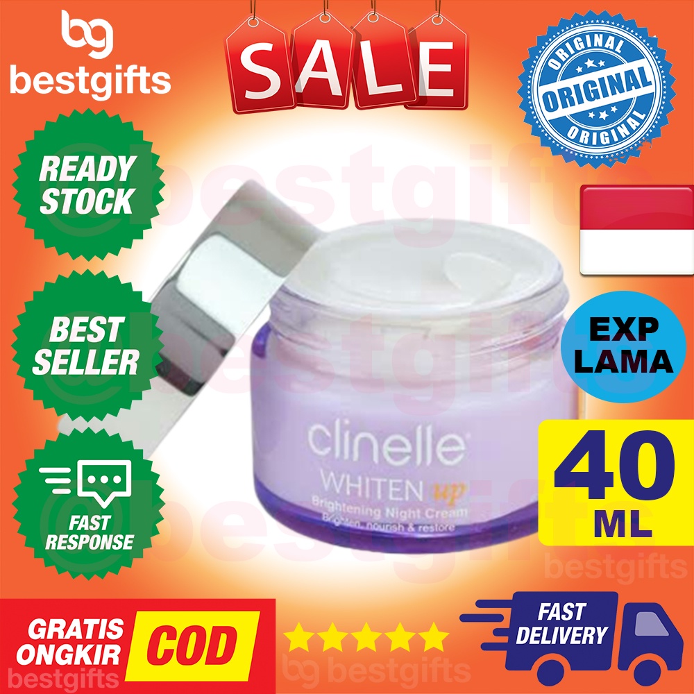 CLINELLE WHITENUP BRIGHTENING NIGHT CREAM KRIM MUKA PELEMBAB WAJAH MALAM 40 ML