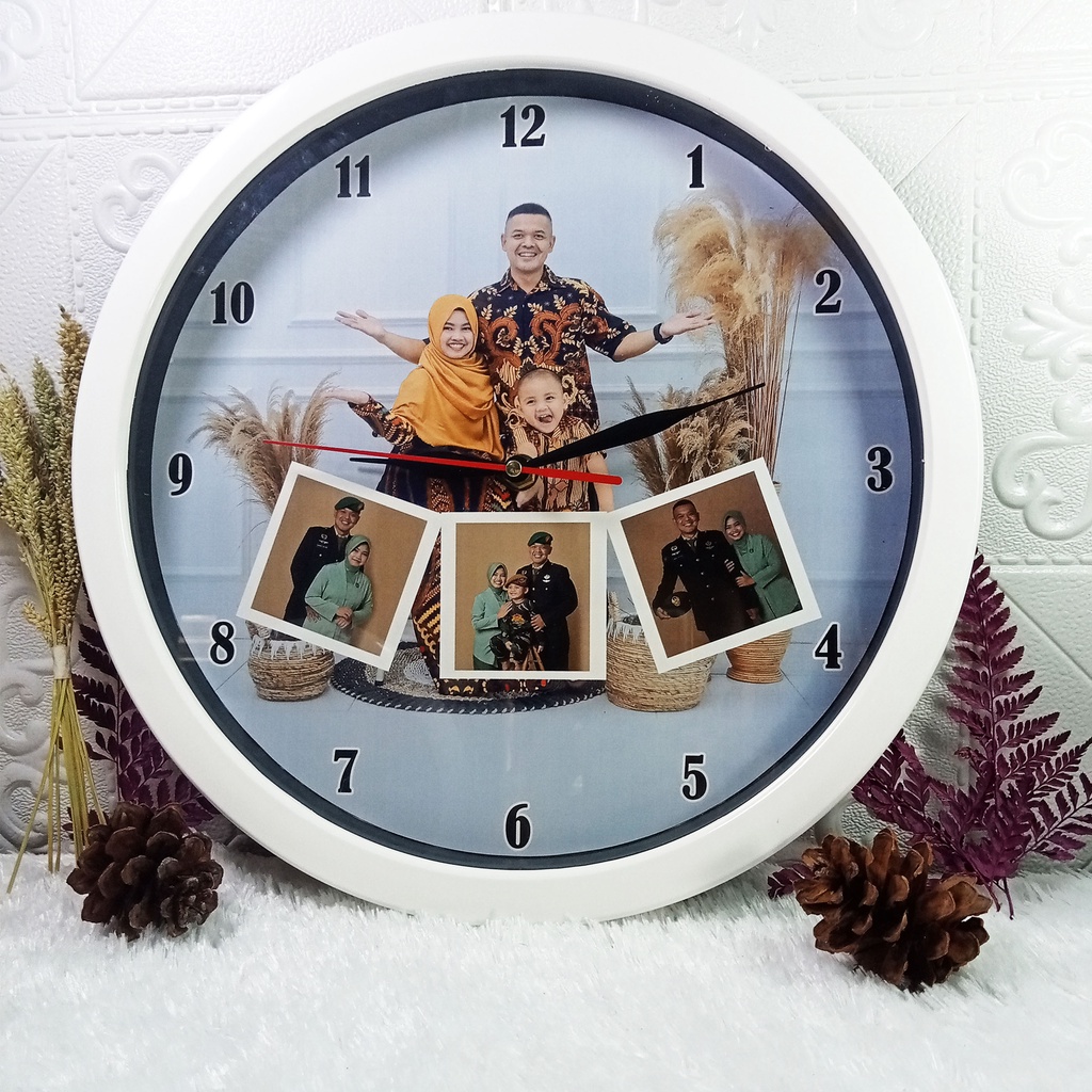 JAM DINDING CUSTOM FOTO MURAH KADO PERNIKAHAN  WISUDA WEDDING BIRTHDAY LAKI PEREMPUAN aesthetic FREE