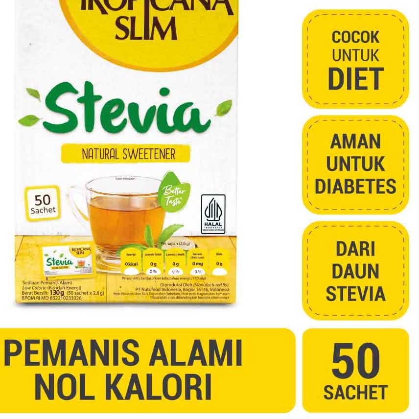 

Ω Tropicana Slim Sweetener Stevia 50 sachet - Pemanis Alami untuk Batasi Gula ♦