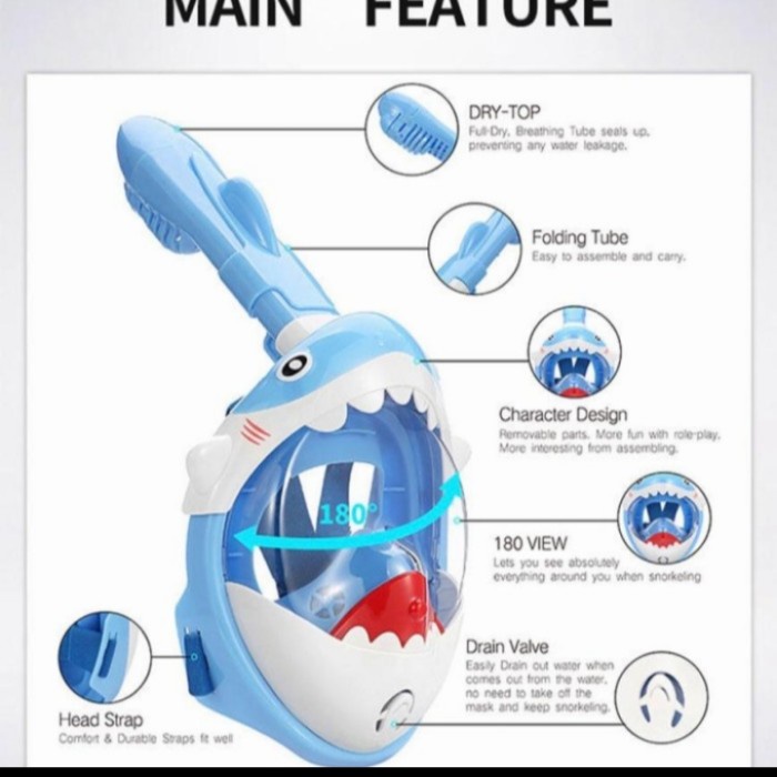 Mask Full Face SnorKeling Anak Thenice-.