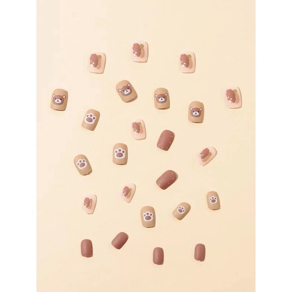 Kuku Palsu dan free lem cair ukuran panjang pendek oval model tempel lepas pasang motif glitter cute glossy aesthetic estetik gradasi doff matte warna nude polos nails cantik lucu gemes anak remaja