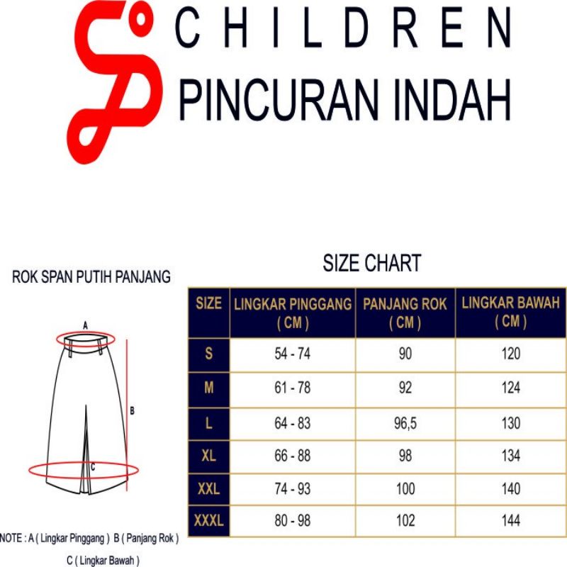 Rok SPAN Putih Panjang Merek CHILDREN BY PINCURAN INDAH SMP SMA