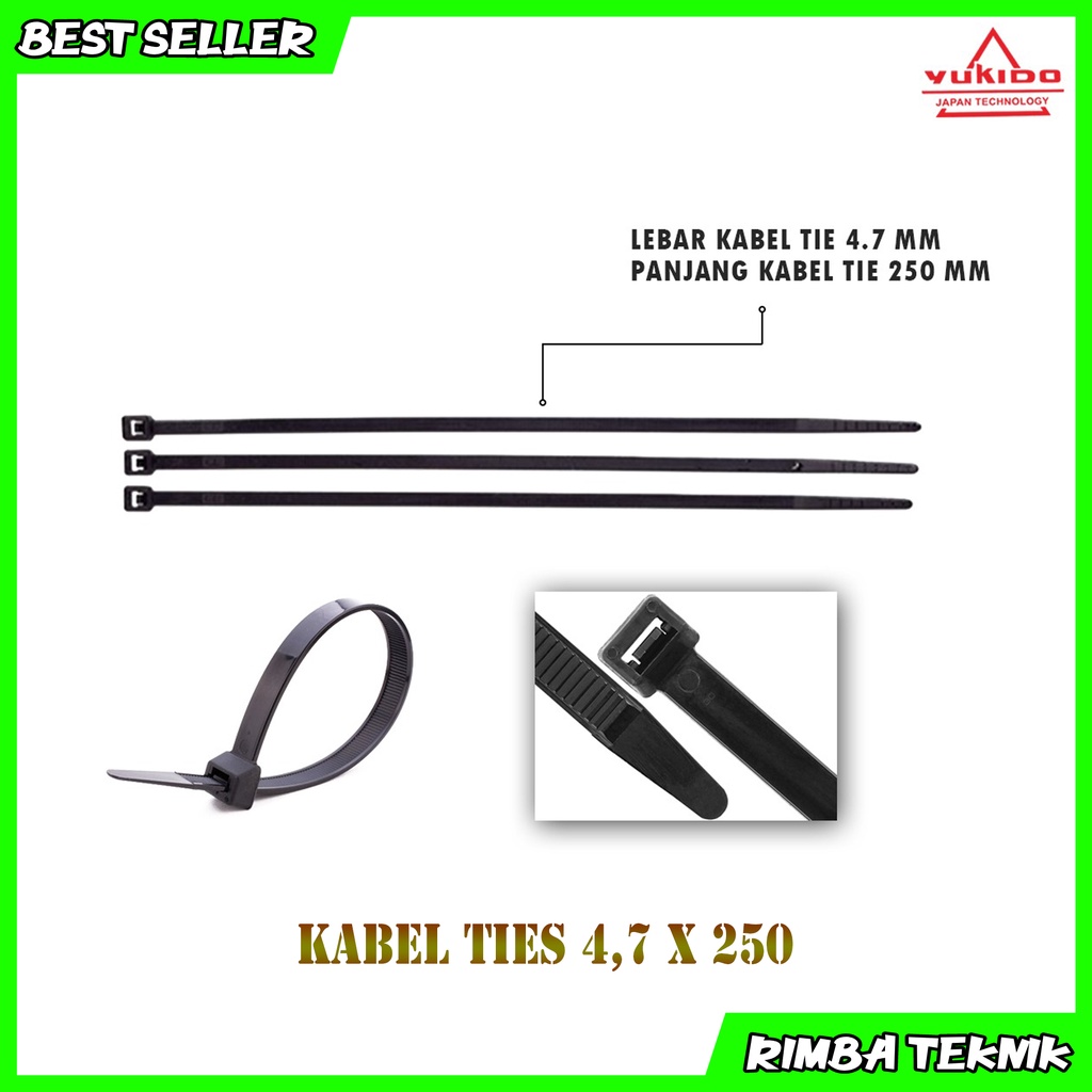 Kabel Ties Hitam 4.7x250mm / 25cm 1 Pack Isi 100pcs Cable tie/kabel tis Nylon