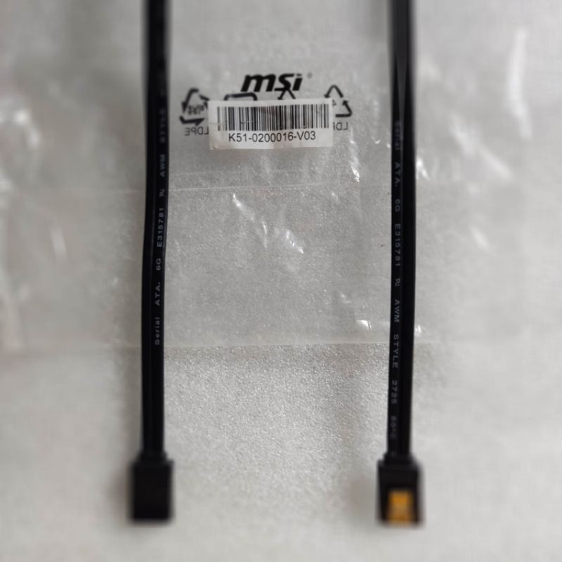 Kabel HDD SATA 3 hardisk gamer SSD panjang 50 Cm MSI military high quality 100% original 6 Gbps harddrive 2.5 3.5 PC komputer buildup kunci klip klik besi