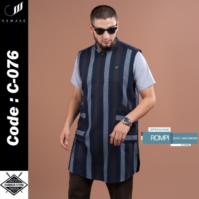 SAMASE Vest Zipper Ghamis Rompi Sholat Gamis Pria Baju Samase Terbaru