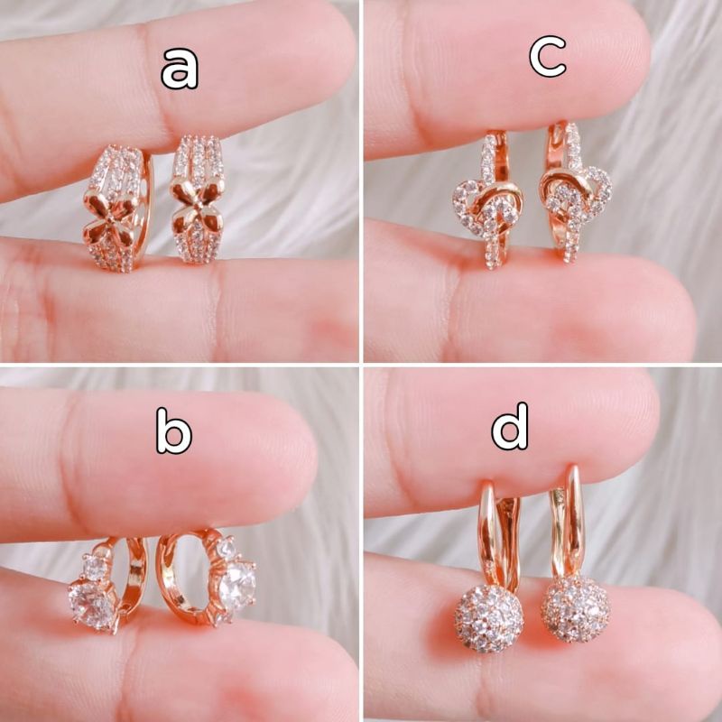 Anting Titanium Lydia Clip Permata Anti Karat