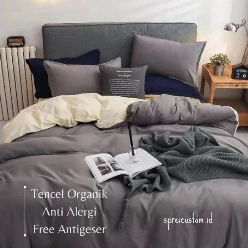 Sprei only tencel sutra organik polos 80s tanpa sarung bantal dan guling sprei saja tencel